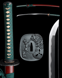 Katana Crimson Lion Folded Steel Blade Shishi Botan Koshirae 赤獅 - SwordSmith Australia