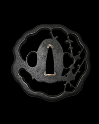 Ume ni Shukuchō Sukashi Tsuba with Sekigane 梅樹宿鳥透鐔 - SwordSmith Australia