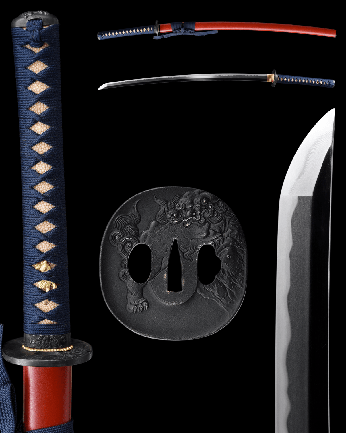 Katana Scarlet Lion Folded Steel Blade Kōshi Koshirae 朱獅 - SwordSmith Australia