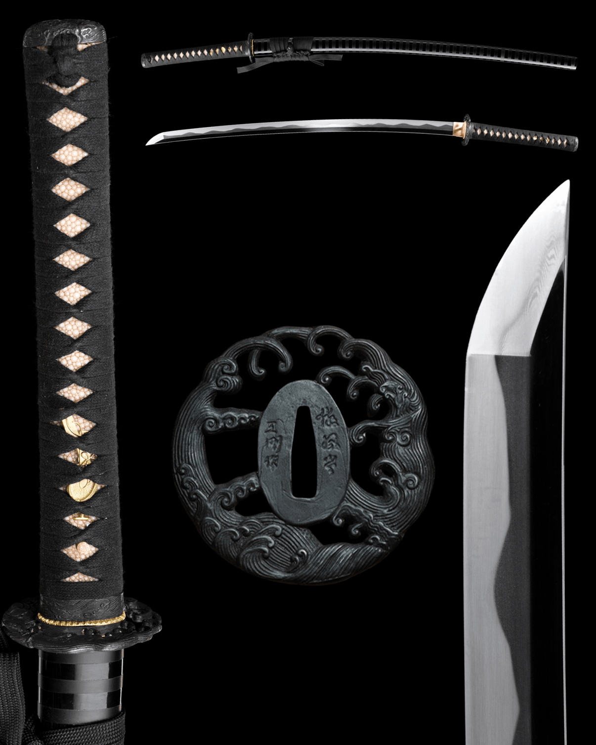 Katana Silent Wave Folded Steel Blade Kuronami Koshirae 玄濤 - SwordSmith Australia